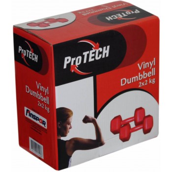 Protech Kırmızı 2 Kg Çiftli Vinyl Dambıl